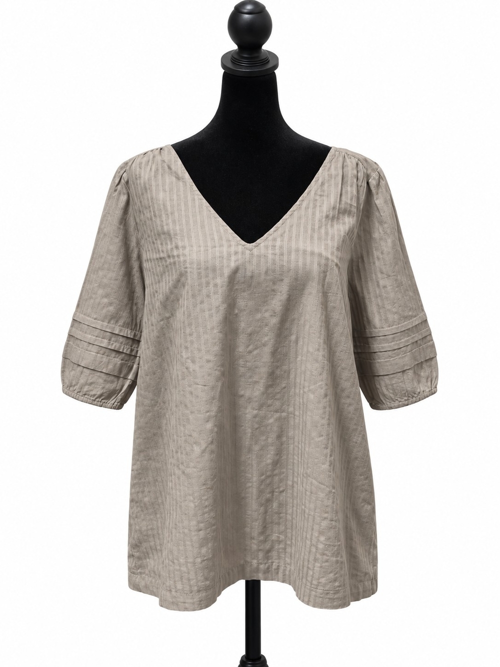 NWT Market & Spruce Dark Grey Textured V-Neck Blouse Size L